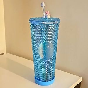 Rare Starbucks Iridescent Blue Sakura Studded Tumbler NWT